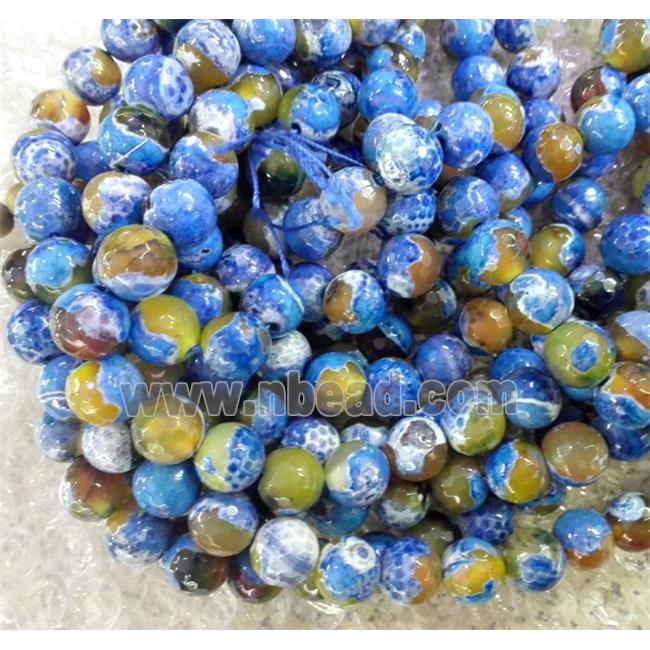 Blue Dichromatic Agate Beads, faceted round