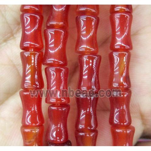 red agate bead, bamboo