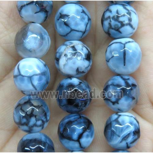 dragon veins Agate Beads, faceted round, white