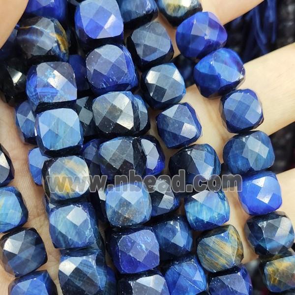 blue Tiger eye beads, faceted cube