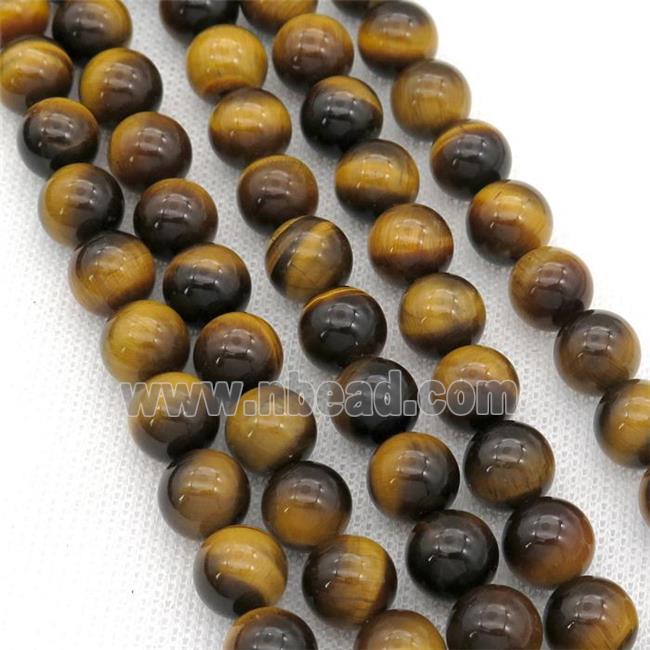 Natural Tiger Eye Stone Beads A-Grade Yellow Smooth Round