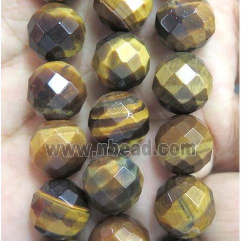 natural yellow tiger eye stone beads, A-grade, faceted round