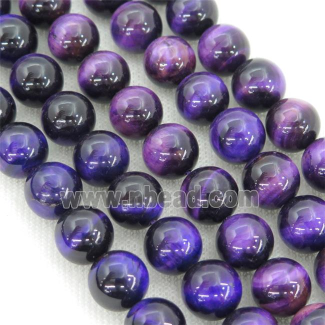 purple Tiger eye stone beads, round