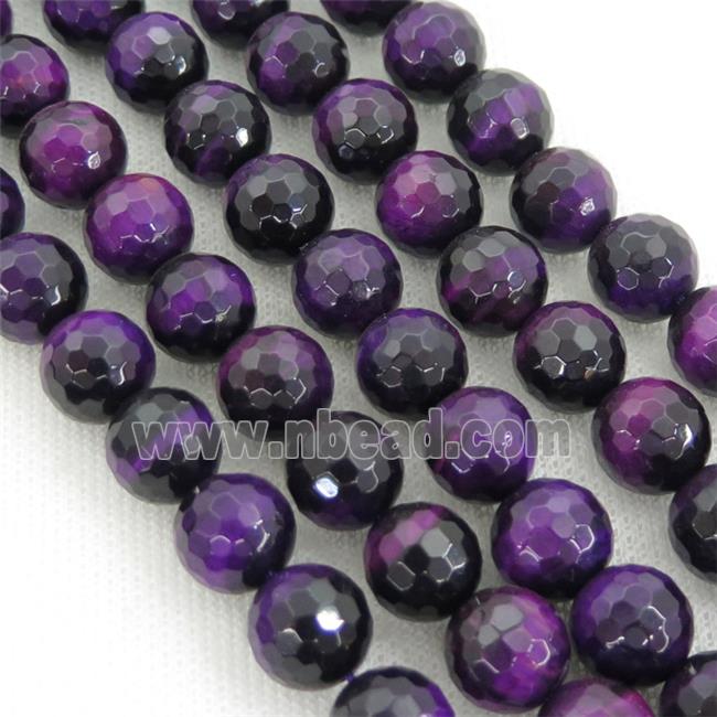 purple Tiger eye stone beads, faceted round