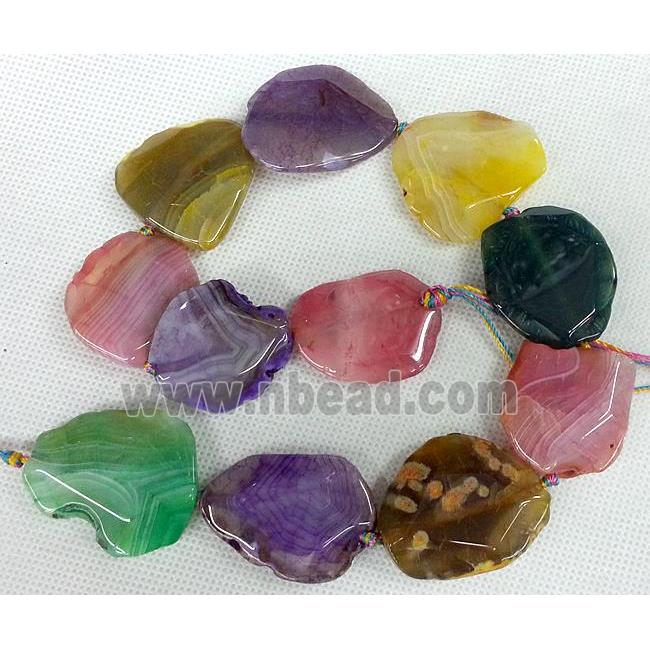 natural Agate Slice beads, freeform, mixed color