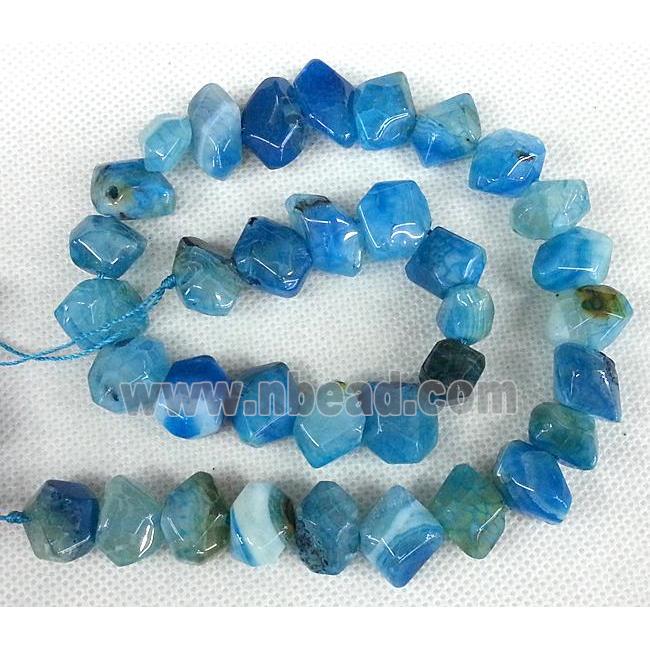Agate stone beads, freeform, blue