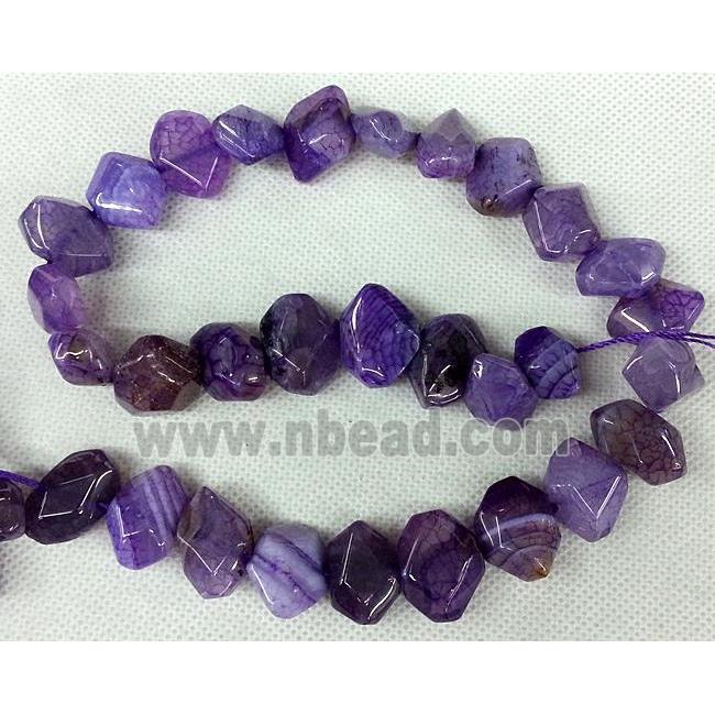 Agate stone beads, freeform, purple