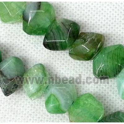 Agate stone beads, freeform, green