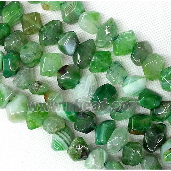 Agate stone beads, freeform, green