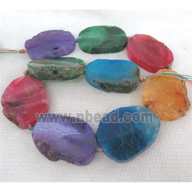 Agate Slice beads, flat freeform, mixed color