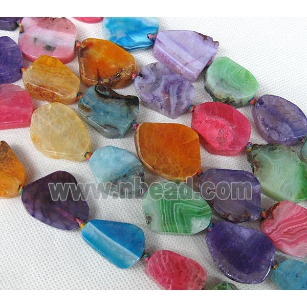 Agate Slice beads, flat freeform, mixed color