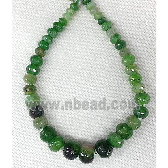 Agate rondelle beads Necklace Chain, green