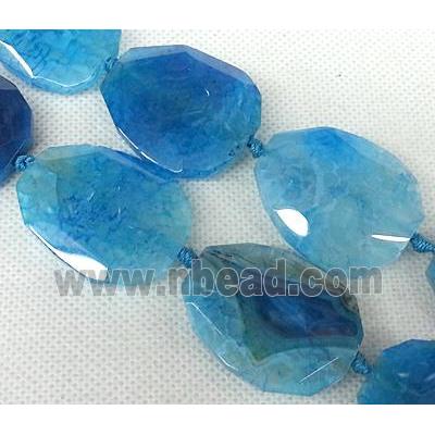 Agate Slice beads, freeform, blue