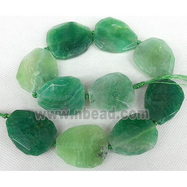 Agate Slice beads, freeform, green