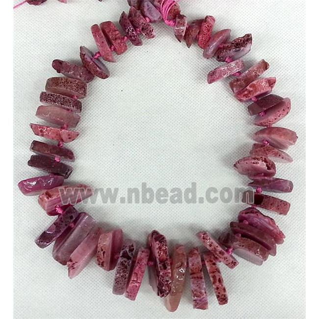 pink Rock Agate heishi beads chain necklace