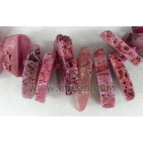 pink Rock Agate heishi beads chain necklace