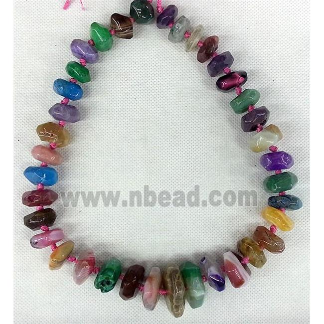 Agate bead chain necklace, heishi, mixed color