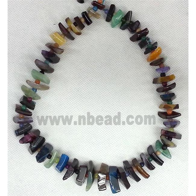 Agate stone beads necklace chain, square, mix color