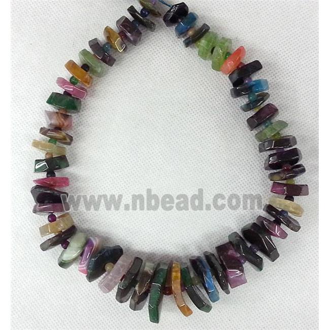 Agate Slice chain necklace, chips, mixed color