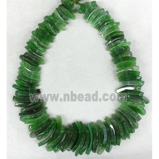 green Agate slab beaded chain for necklace