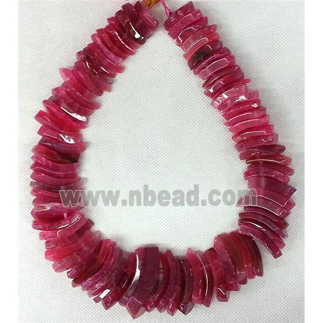 red Agate Slice beads chain necklace, chips