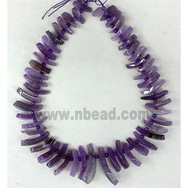 purple Agate Slice beads chain necklace
