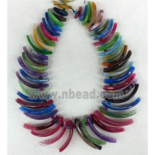 Agate Slice necklace chain, chips, mixed color