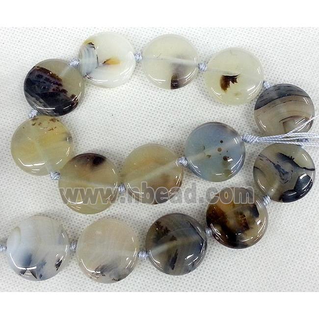 Agate stone beads, flat round