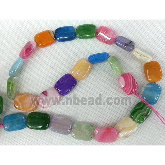 Agate stone beads, rectangle, mixed color