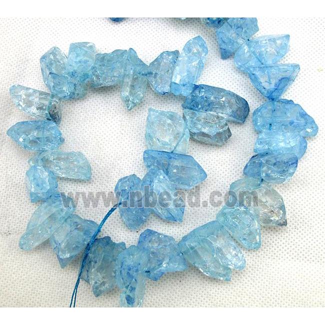 blue Crystal Quartz chip beads, dye