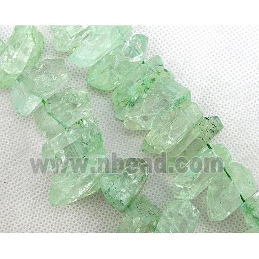 green Crystal Quartz chip beads, dye