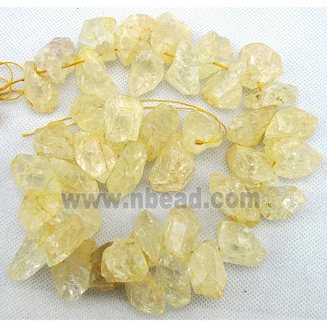 yellow Crystal Quartz chip beads, dye