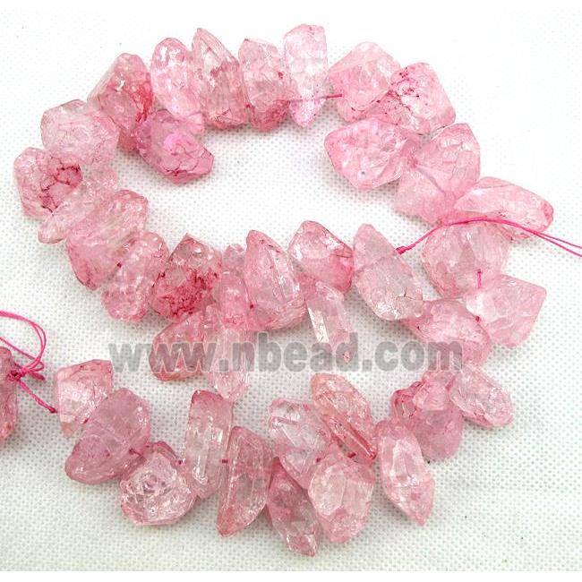 pink Crystal Quartz chip beads, dye