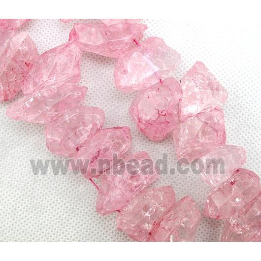 pink Crystal Quartz chip beads, dye