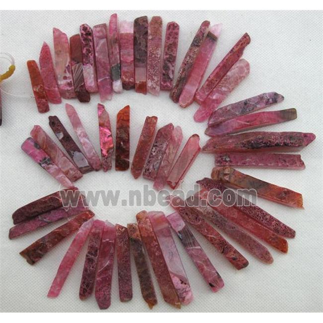 Natural rock agate bead, freeform, pink