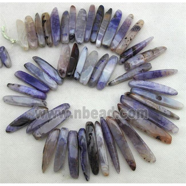 Natural agate bead, freeform, purple
