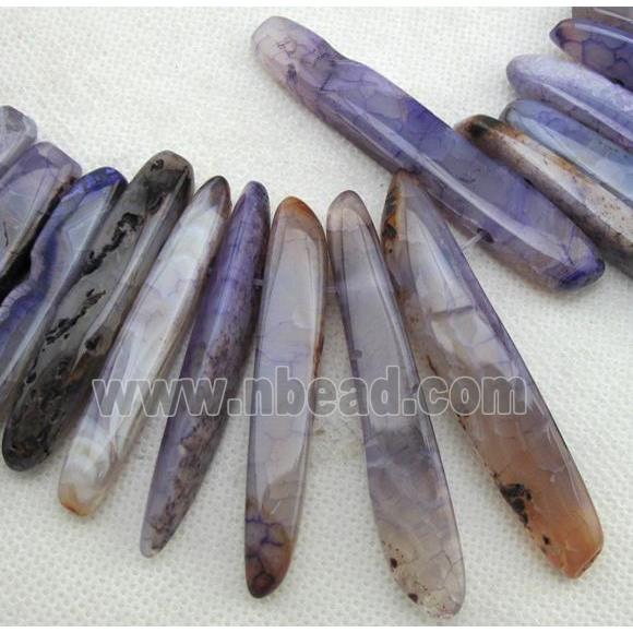 Natural agate bead, freeform, purple