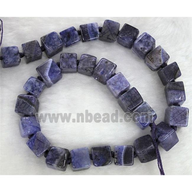 Agate Druzy beads, cube, purple