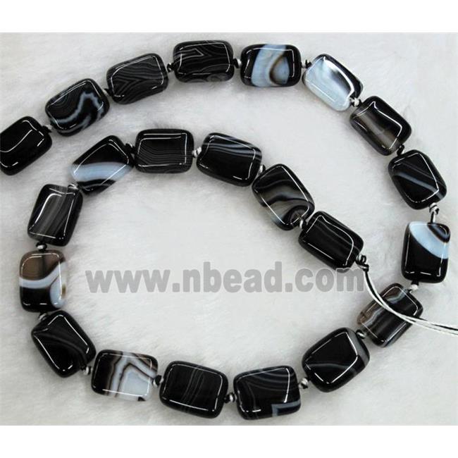 white black stripe agate stone beads, rectangle