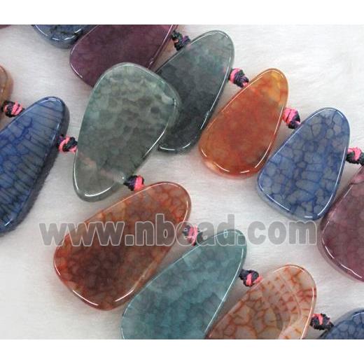agate stone bead, teardrop, colorful