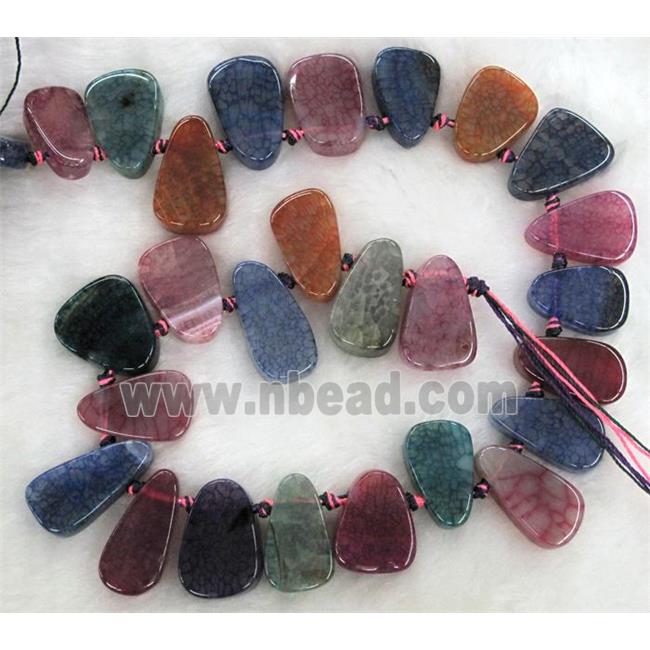 agate stone bead, teardrop, colorful