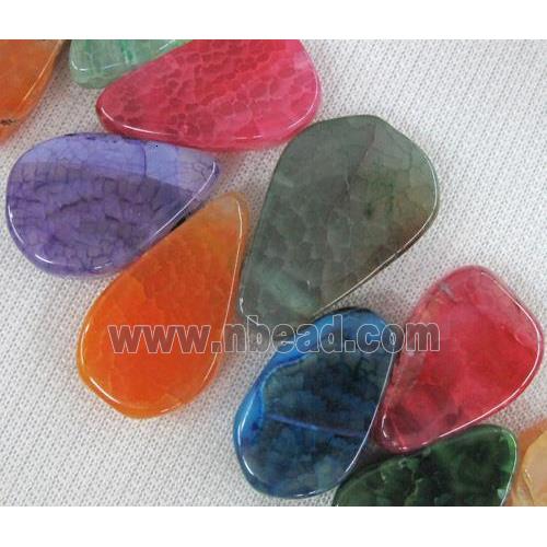 agate stone bead for necklace, teardrop, mixed color, teardrop
