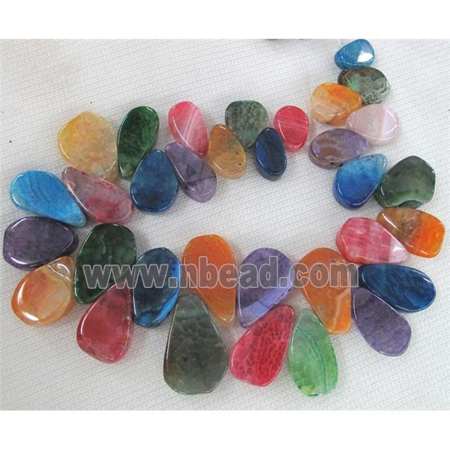 agate stone bead for necklace, teardrop, mixed color, teardrop