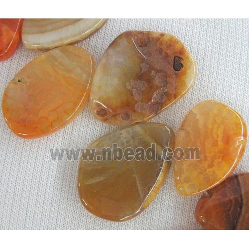 agate stone bead for necklace, teardrop, yellow