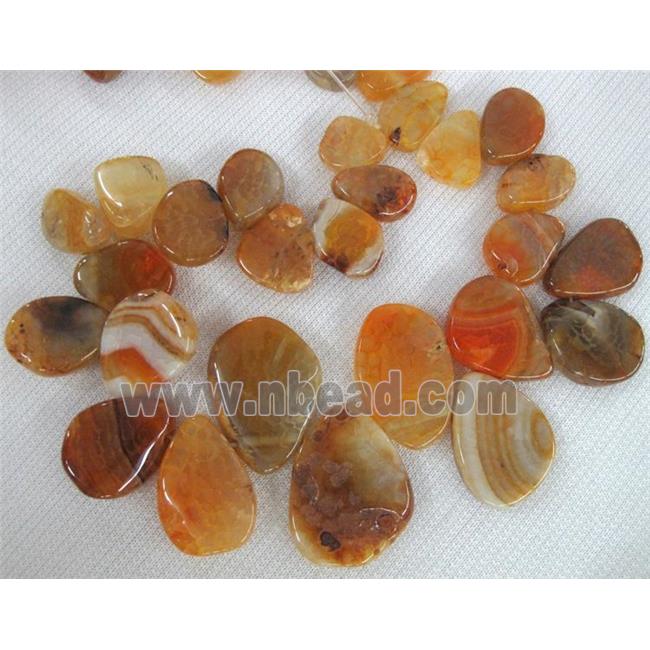 agate stone bead for necklace, teardrop, yellow