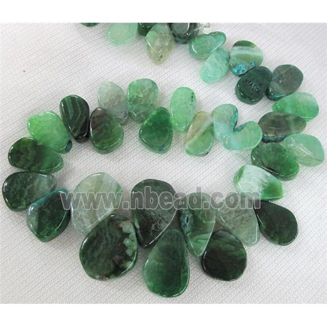 agate stone bead for necklace, teardrop, green
