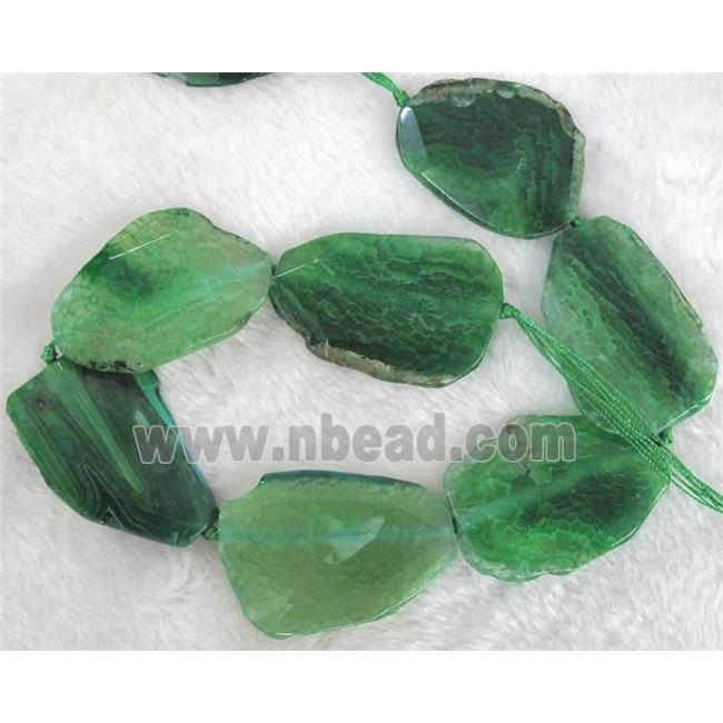 natural Agate Slice beads, freeform, green