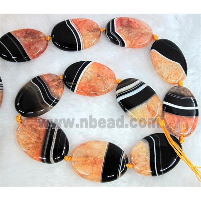 Agate Druzy beads, oval, orange