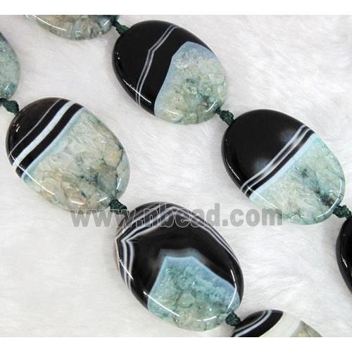 Agate Druzy beads, oval, green