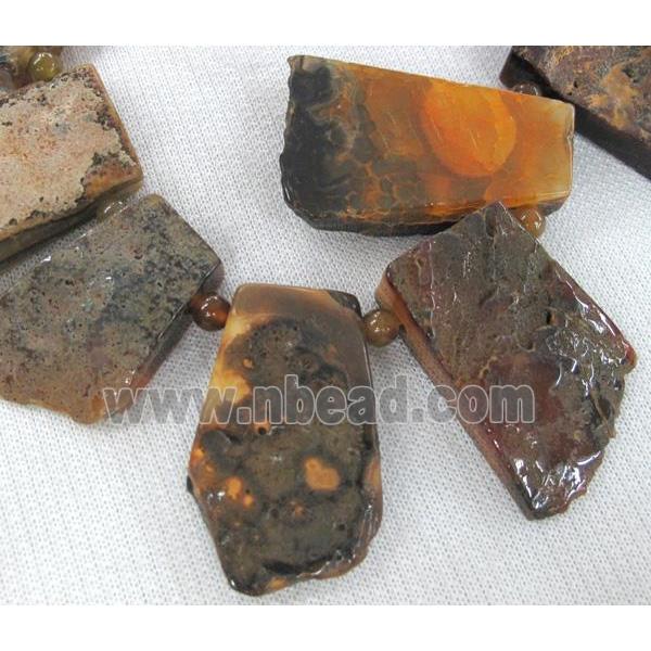 orange Rock Agate stone beads, trapeziform